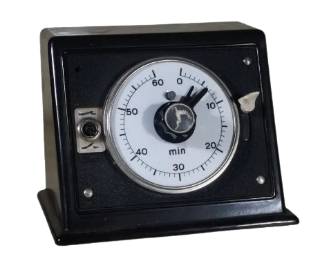 A black antique timer.